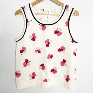 KATE SPADE Floral Sleeveless Cream Pink Sweater Size XL
